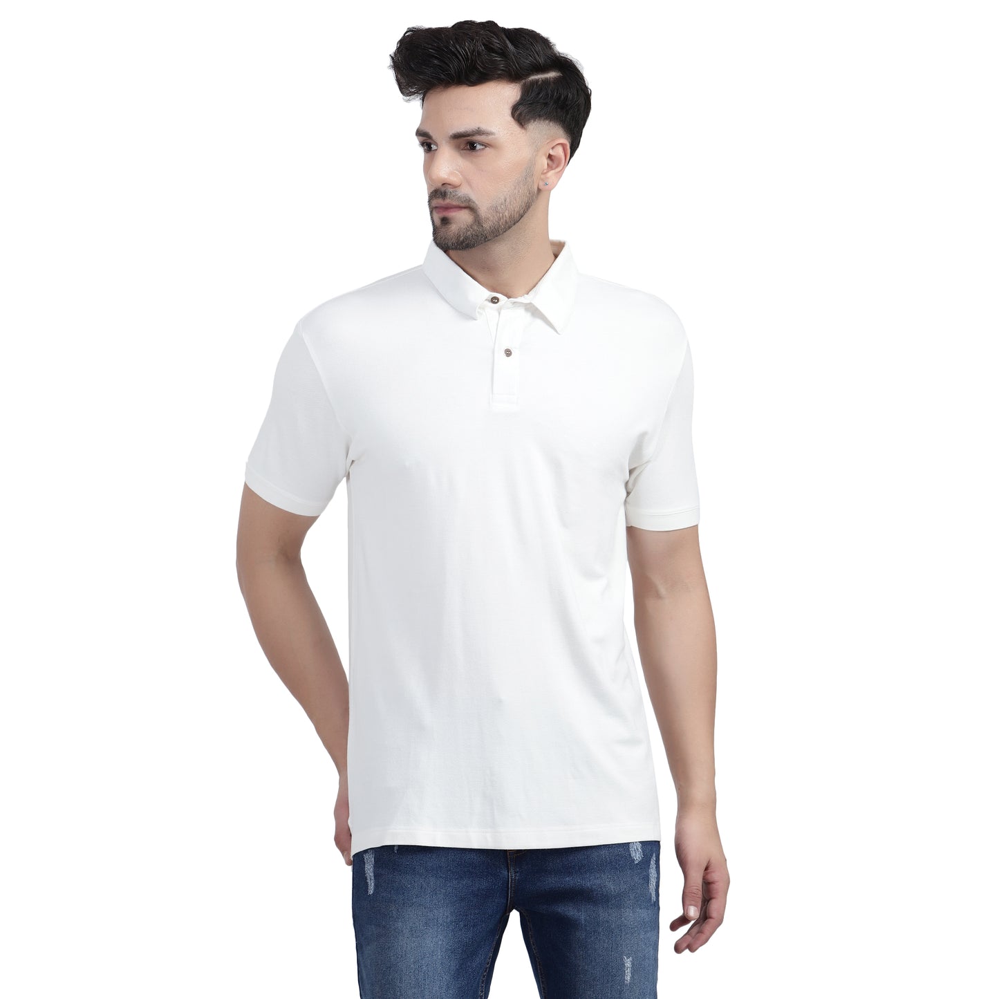 SWNCK Earthen Cream Men's Polo T-Shirt in Bamboo
