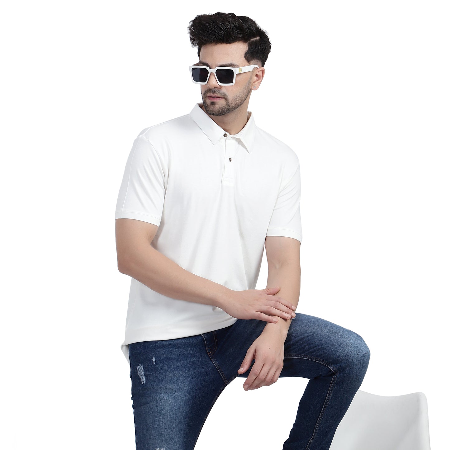 SWNCK Earthen Cream Men's Polo T-Shirt in Bamboo