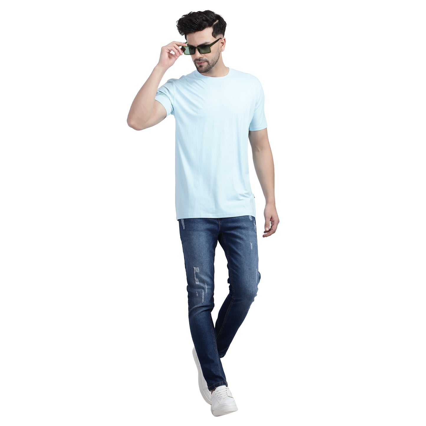 SWNCK Cerulian Blue Unisex Crew Neck T-Shirt in Bamboo